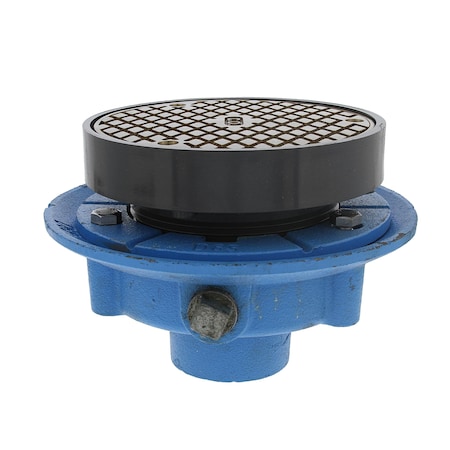 Jones Stephens 2in LevelBest Complete No Hub Cast Iron Cleanout System, 3in Plastic Spud, 5in Nickel Bronze Cover D50485